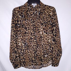 Express Portofino Shirt Womens XS Leopard Print